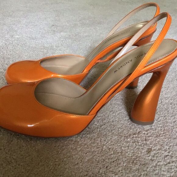NWOT PAUL ANDREW Tangerine Round Toe Slingback Pump - Picture 12 of 14